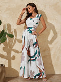 kkboxly  Boho Summer Women Clothing Printing Sleeveless High Waist Casual Jumpsuit
