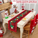 Festive Santa Claus Christmas Table Runner - Red and Black Plaid Holiday Dining Decor, Polyester Woven Christmas Table Decoration