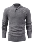 kkboxly  All Match Knitted Sweater, Men's Casual Warm Middle Stretch Shawl Collar Pullover Sweater For Men Fall Winter