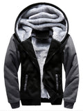 kkboxly  Warm Fleece Hooded Jacket, Men's Causal Zip Up Jacket Coat For Fall Winter Fitness Outdoor Activities