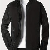 kkboxly  Fashionable Men's Trendy Zipper Versatile Stand Collar Windproof Jacket, Versatile And Comfortable, Suitable For Dates