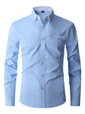 kkboxly  Men's Formal Classic Design Button Up Shirt, Male Clothes For Spring And Fall Business Occasion