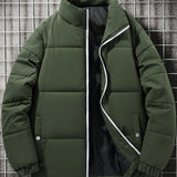kkboxly  Men's Warm Padded Jacket, Casual Lapel Puffer Coat For Fall Winter