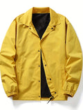 kkboxly  Solid Color Jackets For Men Dual Pockets Snap Button Up Lapel Stylish Coat Jackets For Men
