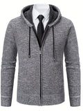 kkboxly  Men's Fleece Hooded Knitted Coat, Autumn And Winter Solid Color Fashion Top