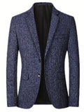 kkboxly  Father's Day Gift, Two Button Blazer, Men's Casual Solid Color Flap Pocket Lapel Sports Coat For Spring Fall Business