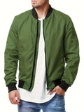 kkboxly Men's Stylish Bomber Jacket - Large Size, Pockets & Zipper for Maximum Comfort