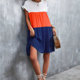 kkboxly Women's Summer Dress: Color Block Ruffle Sleeve Mini Dress - Look Flawless & Feel Fabulous!