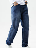 Classic Design Loose Fit Jeans, Men's Casual Street Style Denim Pants For All Seasons