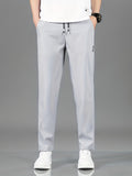 kkboxly  Men's Stylish Comfy Solid Joggers With Pockets, Active Breathable Slim-fit Drawstring Men's Bottom Clothing For Hiking Jogging Cycling Outdoor Fitness Workout
