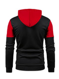kkboxly  Zip Up Sports Hoodie, Men's Drawstring Contrast Color Casual Slim Fit Hoodie