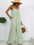 kkboxly  Boho Splash Ink Print Jumpsuit, Casual Spaghetti Sleeveless Long Length Wide Leg Jumpsuit, Women's Clothing