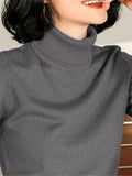 kkboxly  Solid Turtle Neck Slim Pullover Sweater, Casual Long Sleeve Sweater For Fall & Winter, Women's Clothing