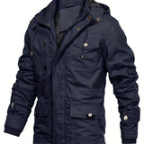 Men's Hooded Military Tactical Jacket Windproof Fleece Coat