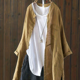 Solid Pocket Button Blouse, Casual Long Sleeve Blouse For Spring & Fall, Women's Clothing