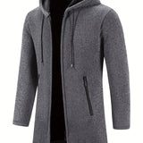 kkboxly  Men's Full Zip Up Casual Warm Hooded Cardigan, Regular Fit Knitted Sweater Jacket Coat With Pockets For Winter Fall
