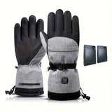 1 Pair Winter Outdoor Heated Gloves, Full Finger Touch Screen, Waterproof Thermal Gloves for Skiing, Running, Cycling, Hiking, Hunting, Fishing, Polyester Fabric, Hand Washable, Drawstring Closure, Festive for Christmas, Halloween, New Year, Labor Day
