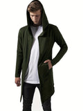 kkboxly  Lightweight Hooded Trench Coat, Men's Casual Slightly Stretch Cardigan Windbreaker For Spring Fall