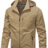 kkboxly  Men's Fall/Winter Casual Lightweight Waterproof Windbreaker Hooded Jacket With Zipped Pockets