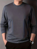 kkboxly  Men's Casual Comfy Solid Long Sleeve T-Shirt, Men's Clothes For Spring Summer Autumn, Tops For Men