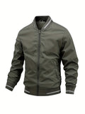 kkboxly Men's Casual Zipper Long Sleeve Stand Collar Pockets Jackets For Fall & Winter