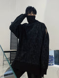 kkboxly  Men's Fashion Loose Sweatshirt, Vintage Slightly Stretch Breathable Stand Collar Hollow Sleeve Loose Top For Outdoor