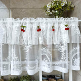 kkboxly 1pc Vintage-Inspired Short Valance Curtains - Rod Pocket Top Voile Half Curtains for Kitchen Windows, Pastoral Cherry Living Room Home Decor with Sheer Embroidery Lace and Classic Design