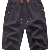 kkboxly  Men's Shorts Casual Classic Fit Stylish Drawstring Elastic Waist Summer Beach Shorts With Zipper Pockets Workout Sport Shorts