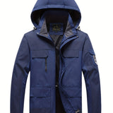 kkboxly  Men's Casual Waterproof Windbreaker Jacket Hooded Coat Regular Fit Coat For Spring Autumn Outdoors Hiking Fishing