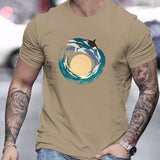 kkboxly Whales Print T Shirt, Tees For Men, Casual Short Sleeve T-shirt For Summer