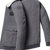 kkboxly  Warm Fleece Jackets By Activity, Men's Casual Corduroy Flap Pocket Jacket Coat For Fall Winter