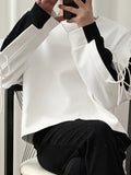 Plus Size Men's Contrast Color Sweatshirt Oversized Fashion Drawstring Tops, Men's Clothing