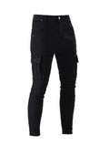 kkboxly  Men's Flap Pocket Cargo Jeans, Casual Street Style Denim Pants