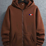 kkboxly  Color Blocks Print Men's Hooded Coat Casual Long Sleeve Hoodies With Zipper Gym Sports Hooded Jacket For Spring Fall