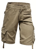 kkboxly  Cotton Comfortable Multi Pocket Cargo Shorts, Men's Casual Elastic Waist Cargo Shorts For Summer Outdoor
