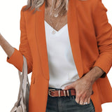 kkboxly  Shawl Collar Open Front Blazer, Casual Long Sleeve Blazer For Office & Work, Women's Clothing