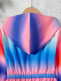Tie Dye Long Sleeve Zip Front Hooded Jacket For Girls Spring Fall Gift