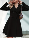 kkboxly  Double Breasted Trench Coat, Elegant Solid Long Sleeve Outerwear, Women's Clothing