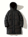 kkboxly  Men's Hooded Padded Jacket, Men Casual Padded Coat Windbreaker Zipper Pocket For Men Winter