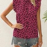 kkboxly  Ruffle Trim Stand Collar Blouse, Casual Top For Summer & Spring, Women's Clothing