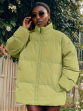 kkboxly  Men's Casual Thickened Thermal Zipper Cotton Jacket, Long Sleeve Stand Collar Windproof Padded Outwear For Winter