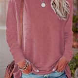 kkboxly  Solid Simple T-shirt, Casual Crew Neck Long Sleeve T-shirt For Spring & Fall, Women's Clothing
