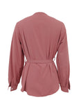 kkboxly  Solid Surplice Neck Blouse, Casual Long Sleeve Simple Blouse, Women's Clothing