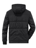kkboxly  Men's Padded Hooded Jacket, Men Casual Padded Coat Windbreaker Zipper Pocket For Men Winter