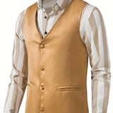 kkboxly  Men's Casual Western Cowboy Vest Jacket Slim Fit V Neck Sleeveless Waistcoat Vest Men Medieval Party Vests