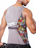 kkboxly kkboxly  Creative 3D Print Comfy Breathable Tank Top, Men's Casual Stretch Sleeveless T-shirt For Summer Gym Workout Training Basketball