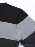 kkboxly  All Match Knitted Color Block Sweater, Men's Casual Warm Slightly Stretch Crew Neck Pullover Sweater For Men Fall Winter