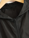 kkboxly  Striped Drawstring Zipper Hooded Jacket, Casual Long Sleeve Crop Outwear, Women's Clothing