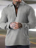 kkboxly  Waffle Pattern Sweatshirt, Men's Casual V Neck Slightly Stretch Pullover Shirt For Autumn Winter