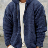 kkboxly  Trendy Fluffy Snuddie Men's Hooded Jacket Casual Long Sleeve Hoodies With Zipper Gym Sports Hooded Coat For Winter Fall